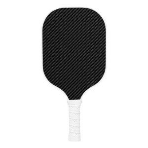 Elongated shape 3k woven carbon fiber pickleball paddle with extended handle for two-handed backhands.