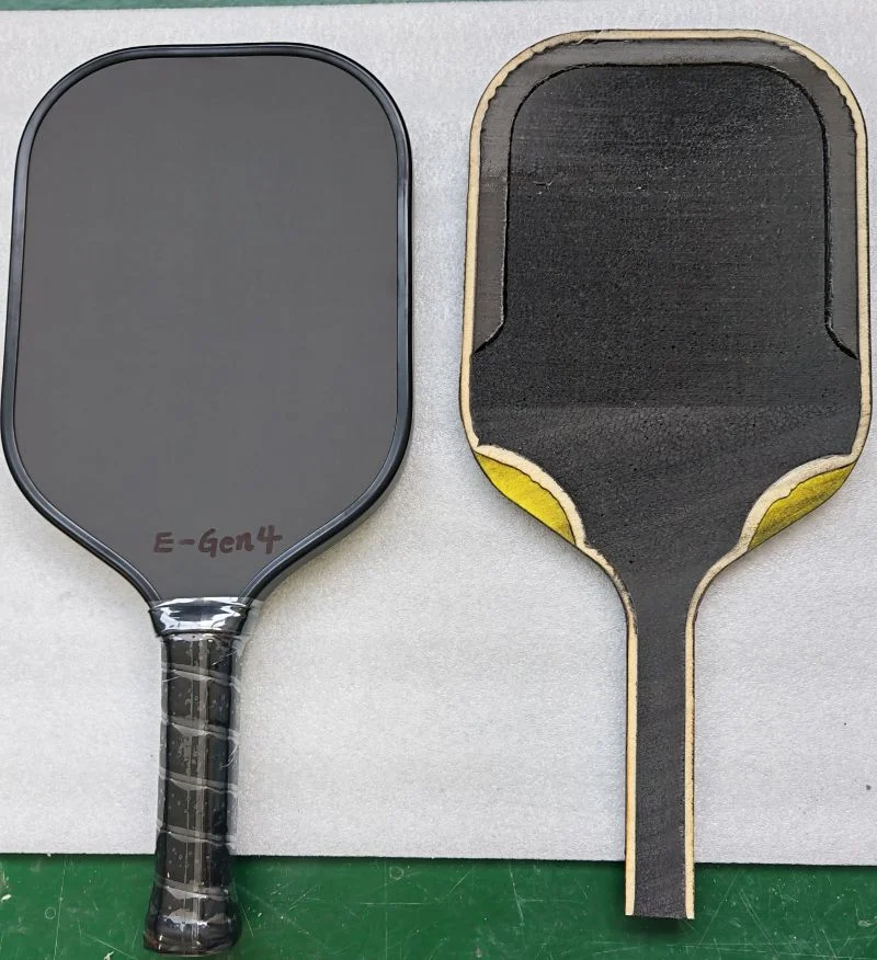 Custom pickleball paddle featuring E-Gen4 hybrid EVA and EPP core for advanced shock absorption and soft feel.