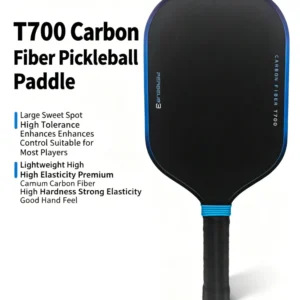 Factory custom T700 raw carbon fiber pickleball paddle with premium textured surface for maximum spin control.