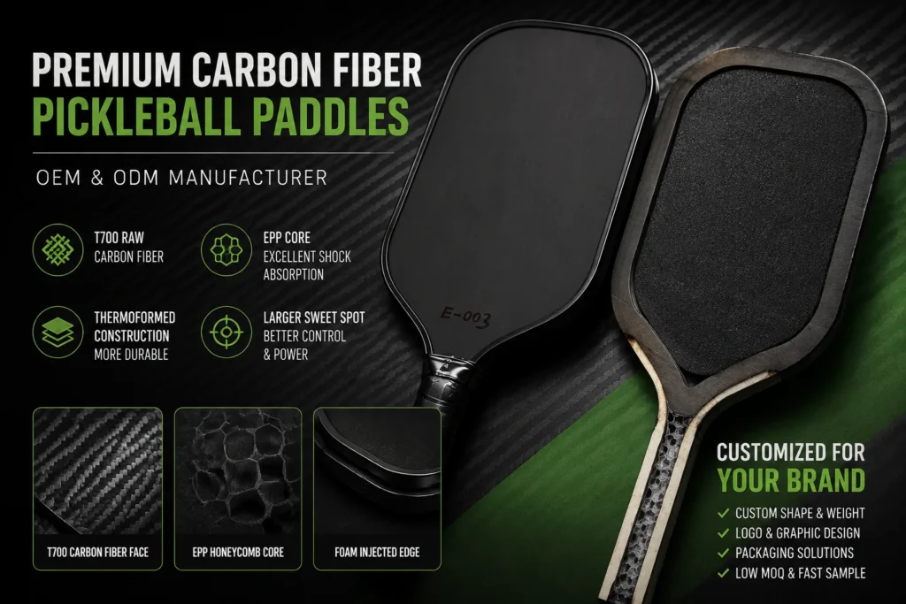 Carbon fiber pickleball paddle comparison between CRBN and Six Zero styles